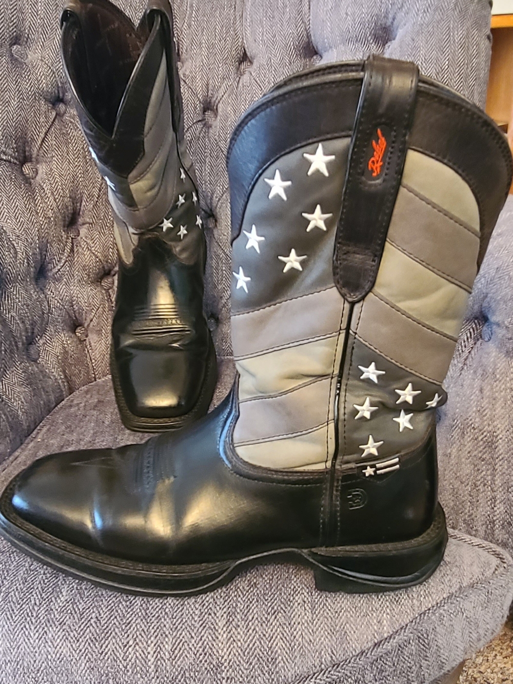 Rebel by Durango Men's Faded Flag American Western Cowboy Boots Square Toe 10 W - Picture 9 of 11